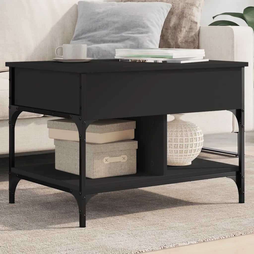 Tavolino da Salotto Nero 70x50x50cm Legno Multistrato Metallocod mxl 88245