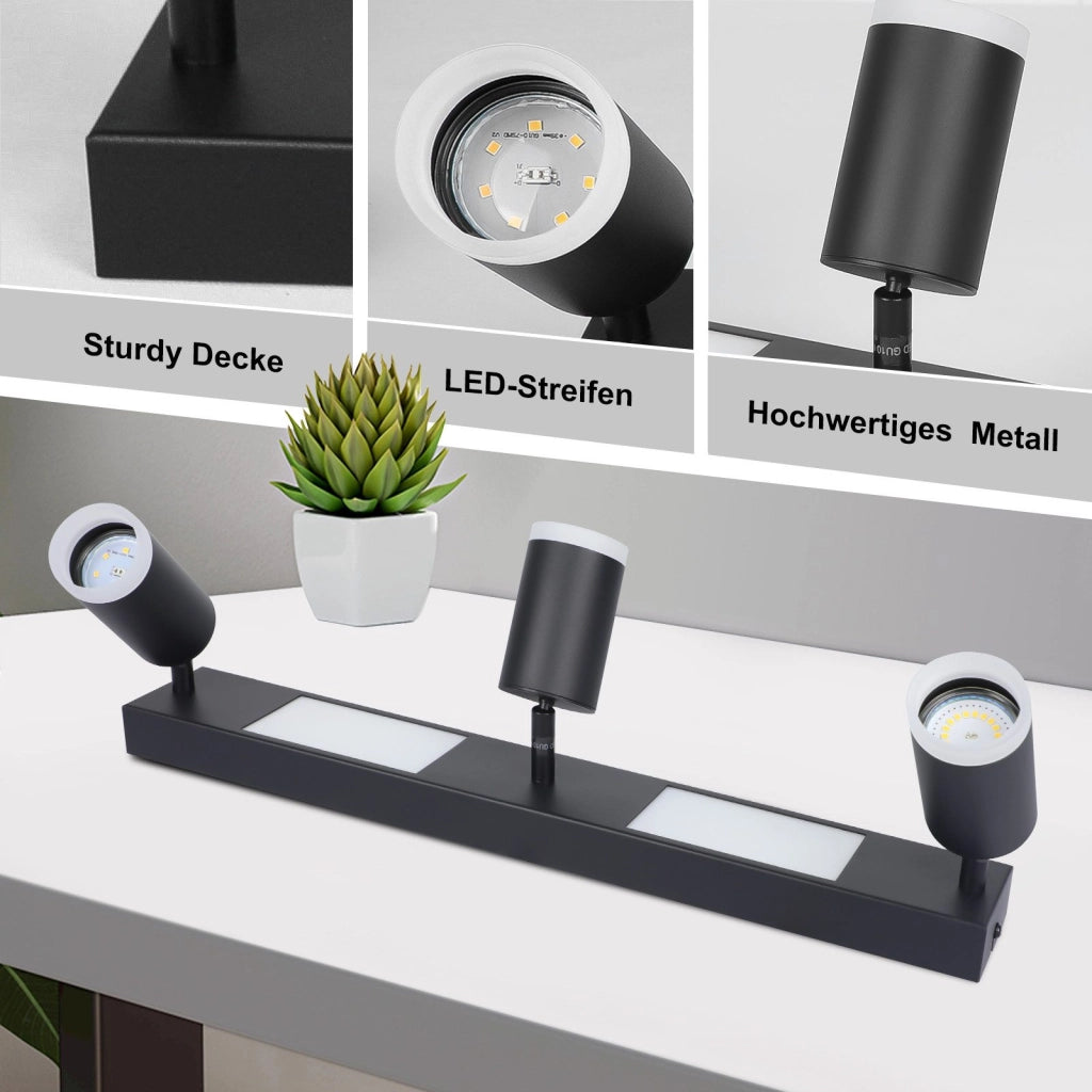 ZMH Faretto da soffitto neri 3 lampadine GU10 20W 3000K orientabili per camera letto cucina bianco caldo