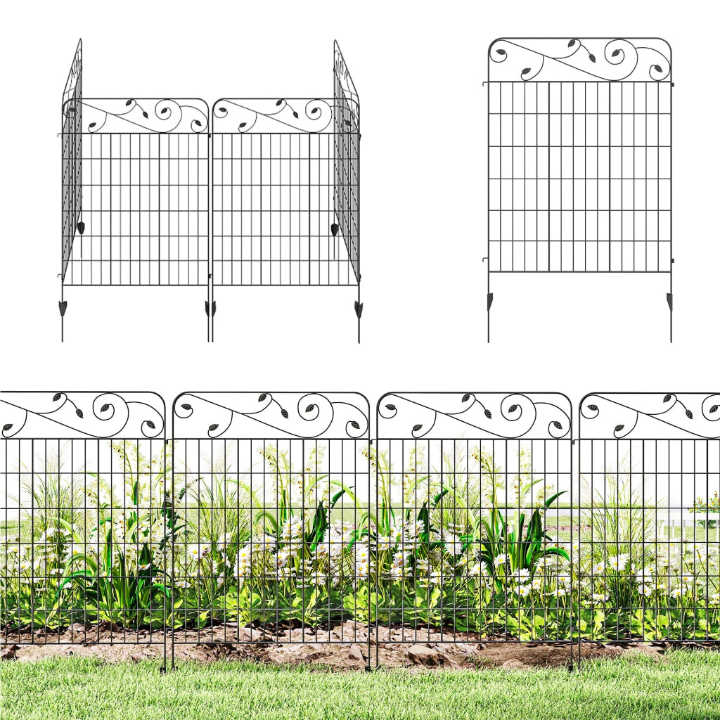 Recinzione da giardino in metallo ¨C zephmum ¨C nero 352x110cm