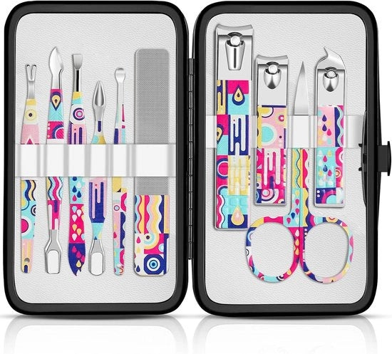 Kit di manicure per unghie con forbici a unghie professionale 10pz Acciaio inossidabile per uomo e donna Kit di cura personale per casa, viaggio o regalo