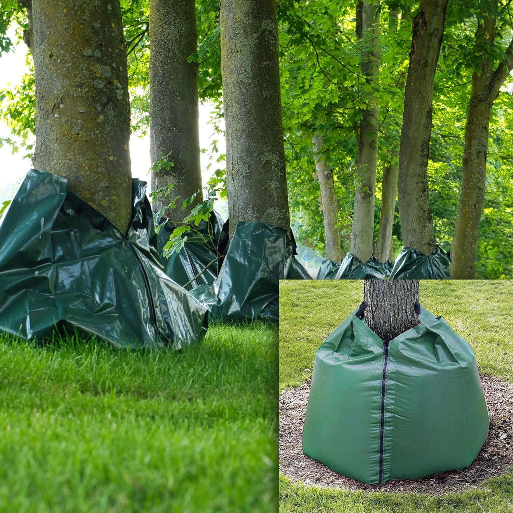 10 Sacchi per irrigare alberi 75 l in PVC, Sistema di irrigazione a goccia intorno ai tronchi