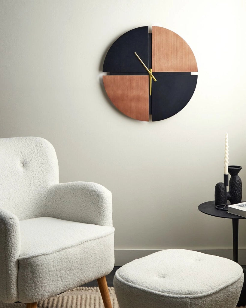 Orologio da parete di forma ovale in legno chiaro e nero 60 cm accessori per la casa camera da letto soggiorno