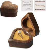 Presentazione di Orecchini con Scatola di Legno in Noce con Interno in Velluto e Champagne Oro - Ideale per Proposta di Matrimonio