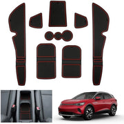 Antislipmatte per VW ID.4 e ID.5 2021-2024 2025, Mattoncini antislip in gomma, Mattoncini per console centrale, Mattoncini Deurnaadmatten,Compatibili con Accessori VW ID.4 (Rossa)