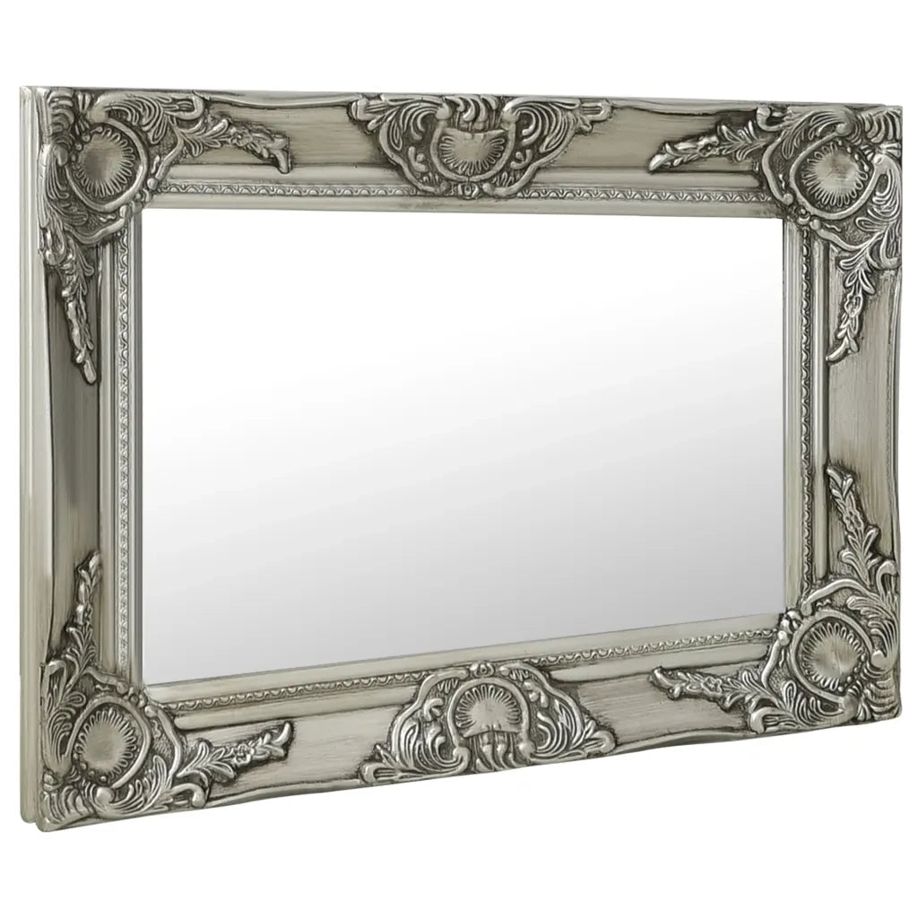 Specchio da Parete Stile Barocco-Specchio a Muro-Specchio Decorativo 60x40 cm Argento