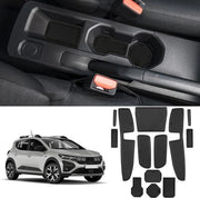 Materassini antislip per Dacia Sandero 3 Sandero Stepway 3 2021-2024, tappeti in gomma per console centrale, portiere, contenitore per bicchieri, Dacia Sandero tappeti antislip in gomma (nero)