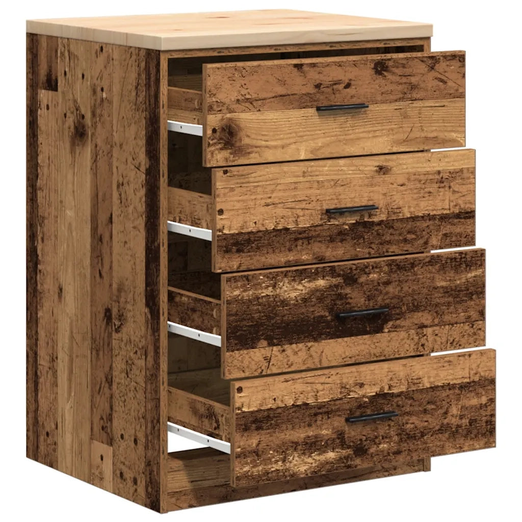 Mobile contenitore multiuso per garage con quattro cassetti 60 x 51 x 85 cm realizzato in legno di recupero 02_0051400