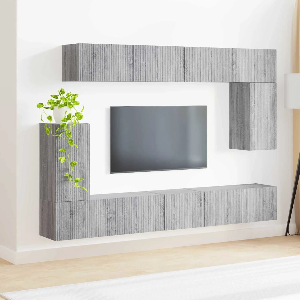 Set mobile TV 5 pcs Grigio Sonoma Legno multistrato 3409093
