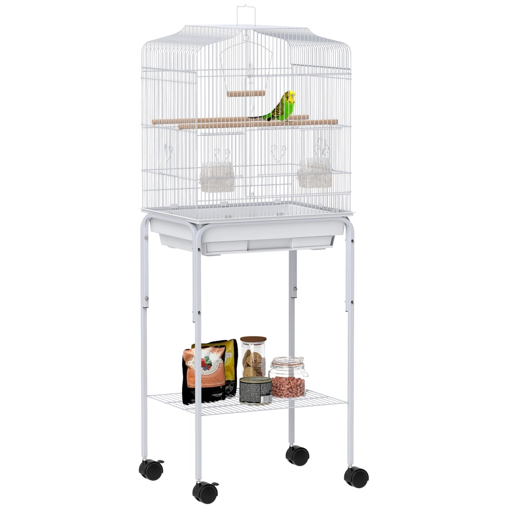 Gabbia per Uccelli con Ruote ¨C zephmum ¨C Bianco 46.5x36x124 cm