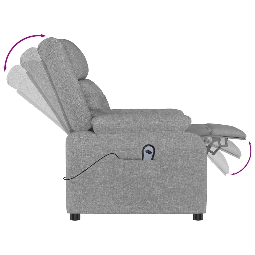 Poltrona Elettrica Reclinabile Grigio Chiaro in Tessuto