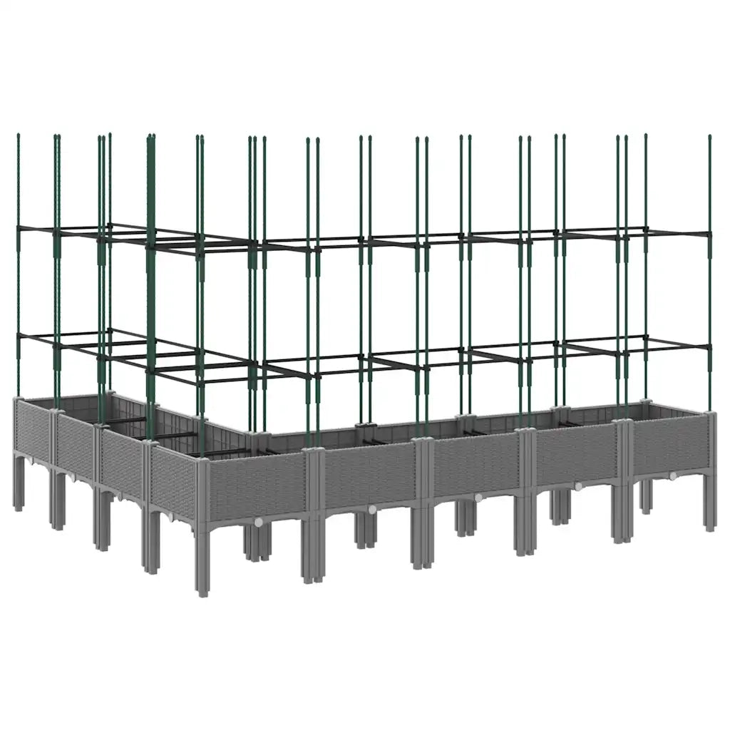 Fioriera Giardino con Traliccio-Vaso da Esterno-Contenitore per Piante Grigio 200x160x142,5 cm PP