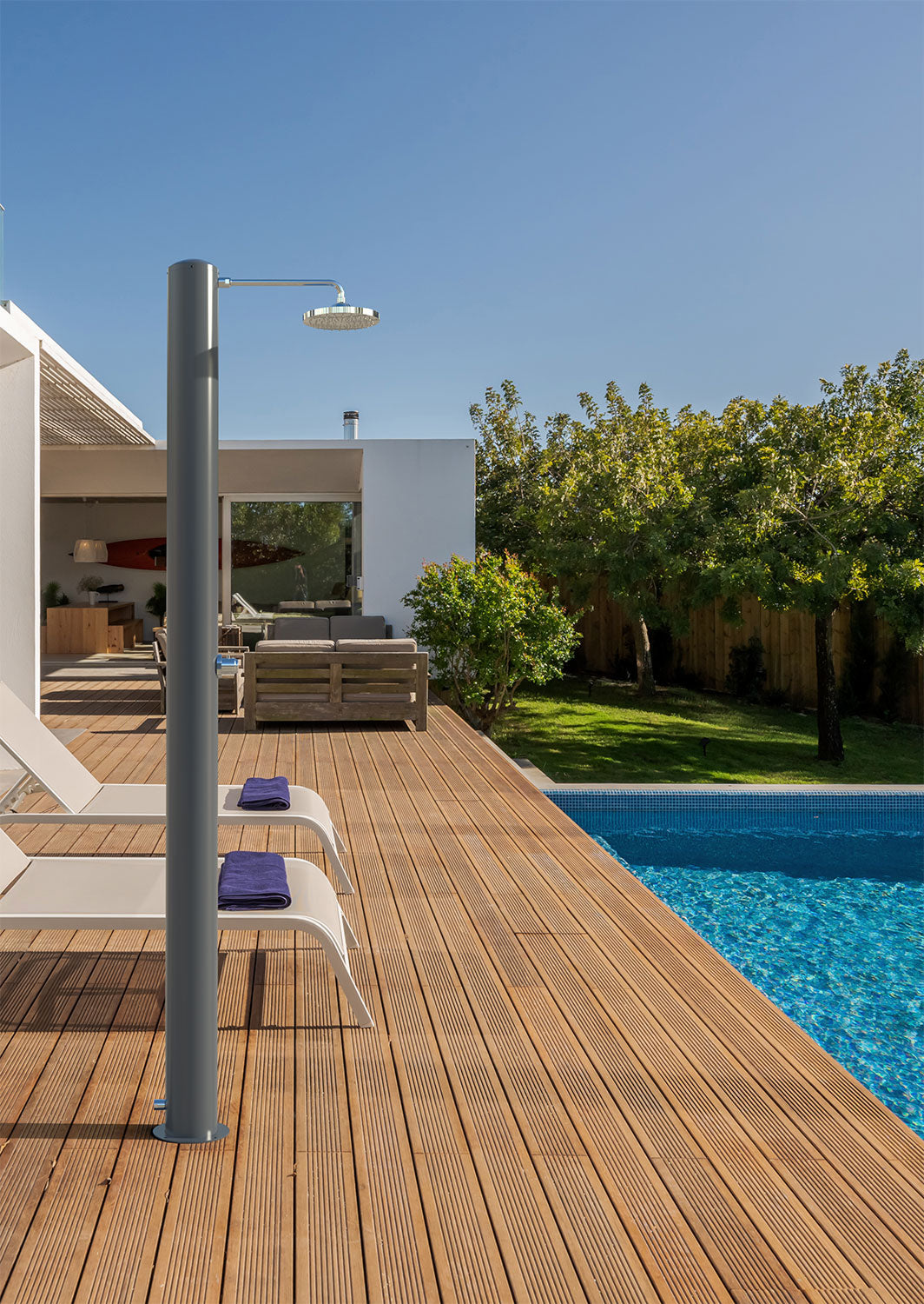 Doccia Solare da Giardino 28 L Soffione Eco Rain e Miscelatore Temporizzato Tevere TA Grigio Ardesia