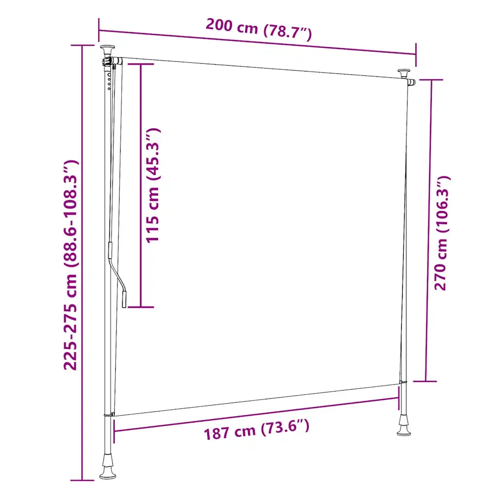 Tenda a Rullo Esterno Gialla e Bianca 200x270cm Tessuto Acciaio 368775