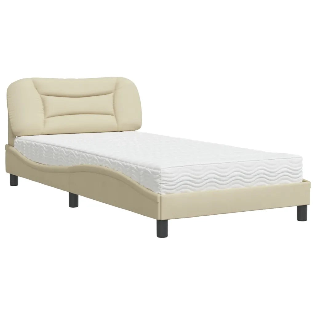 Letto con Materasso Hvar Crema 100x200 cm in Tessuto 3208518