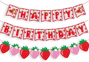 Decorazione per Festa di Compleanno Tema Fragola - Rood/Groen - Decorazione di Festa - Decorazione per Compleanno - Happy Birthday - Decorazione per Festa Fragola