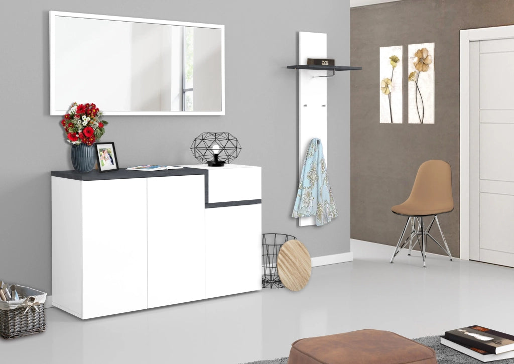 Mobile ZET L 120 x H 80.1 x P 40 cm bianco lucido e grigio ardesia