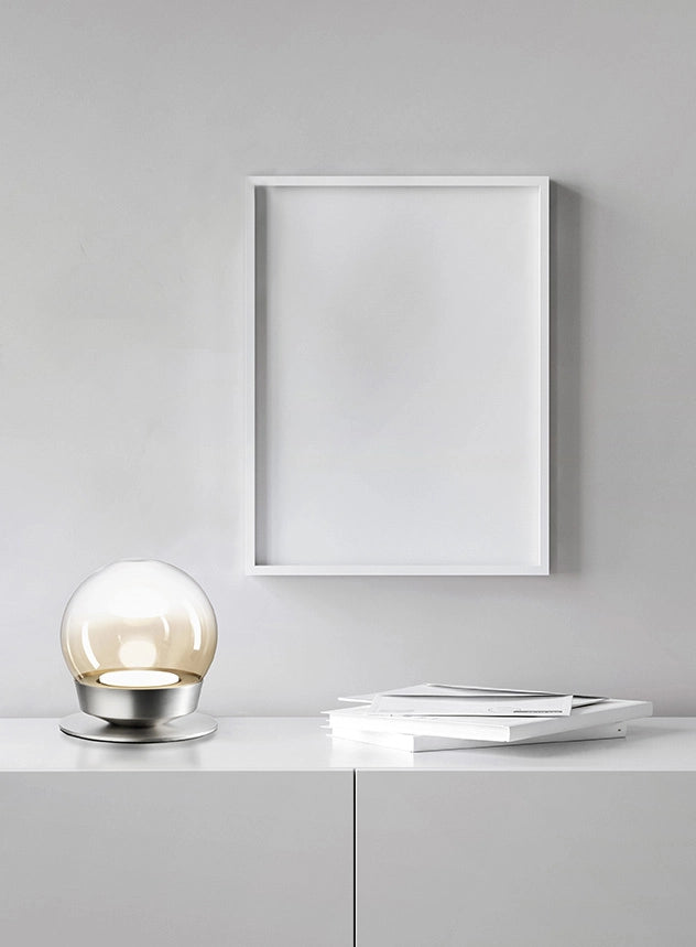 JOTTO LAMPADA DA TAVOLO IN METALLO COLORE ALLUMINIO VETRO SFUMATO AMBRA DA 15CM 1 LUCE ATTACCO GX53 DIMMERABILE