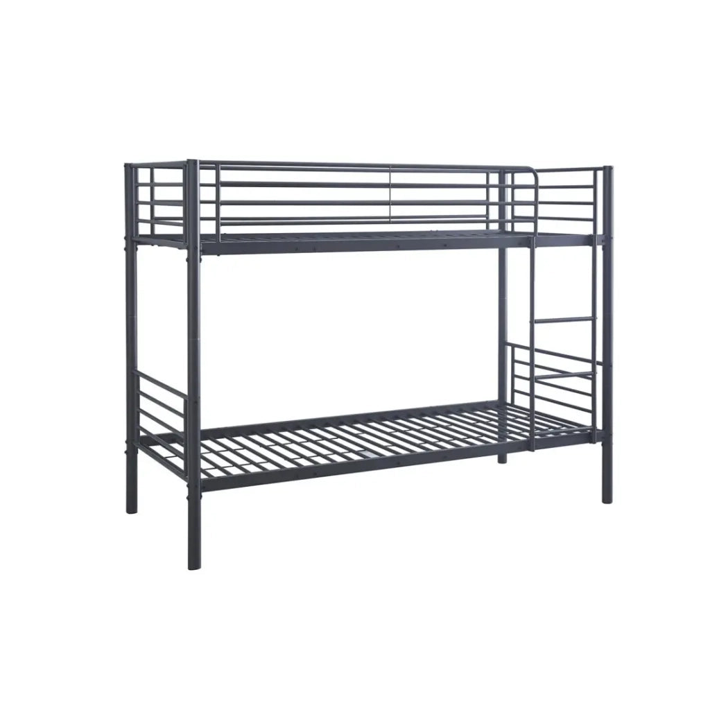 Letti a castello SAMMY – 90x200 cm in metallo grigio scuro con reti incluse