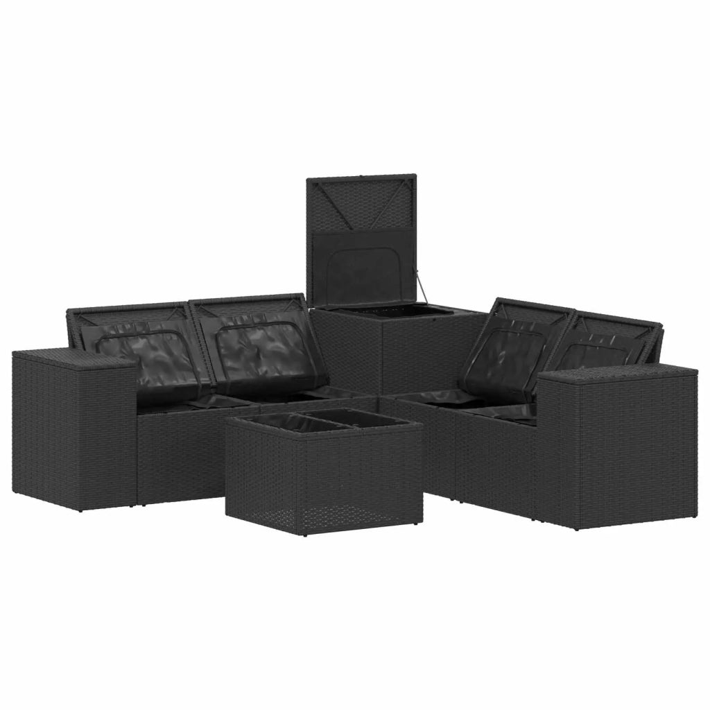 Set di divani 6 pz Nero e Bianco Crema 3447554