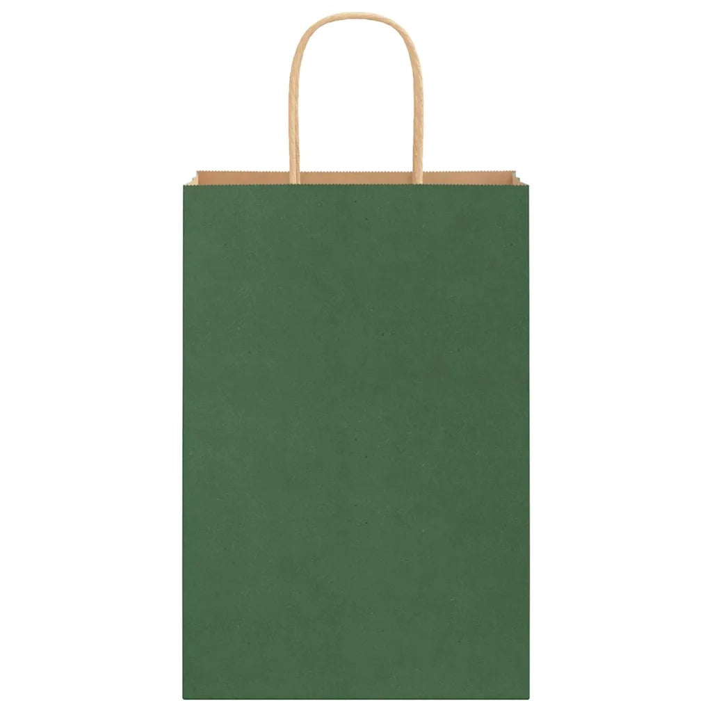 vidaXL Sacchetti di Carta 250 pz con Manici Verdi 21x11x31 cm