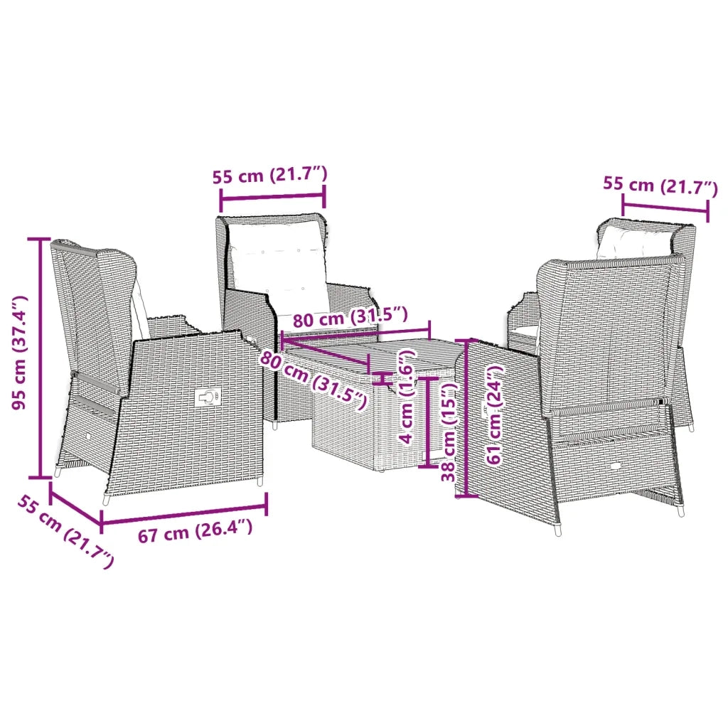 Set Divani da Giardino 5 pz con Cuscini in Polyrattan Grigio 3262734
