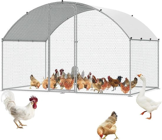 Recinzione metallica per polli con gabbia e copertura impermeabile - 2,0 x 3,0 x 2,0 m - Recinti per polli, anatre e conigli