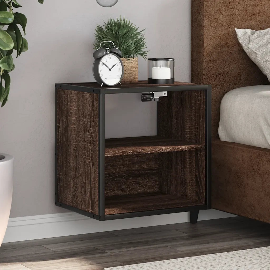 Comodini a Muro 2 pz Rovere Marrone 40x31x39,5 cm 848753
