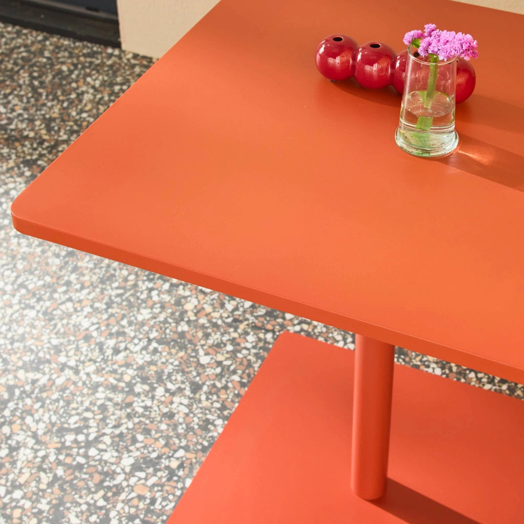Tavolo da giardino quadrato in acciaio, 70cm, terracotta