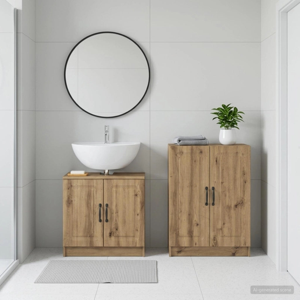Set di Armadi da Bagno da 2 Pezzi UTRECHT Rovere Artigianale 3417656