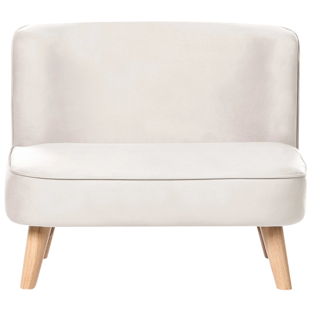 Divano per bambini rivestito in velluto senza braccioli beige per bambini piccoli stile moderno