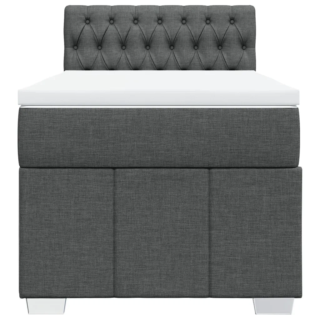 Letto singolo | Letto per adulti | Giroletto a Molle con Materasso Grigio Scuro 100x200 cm Tessuto