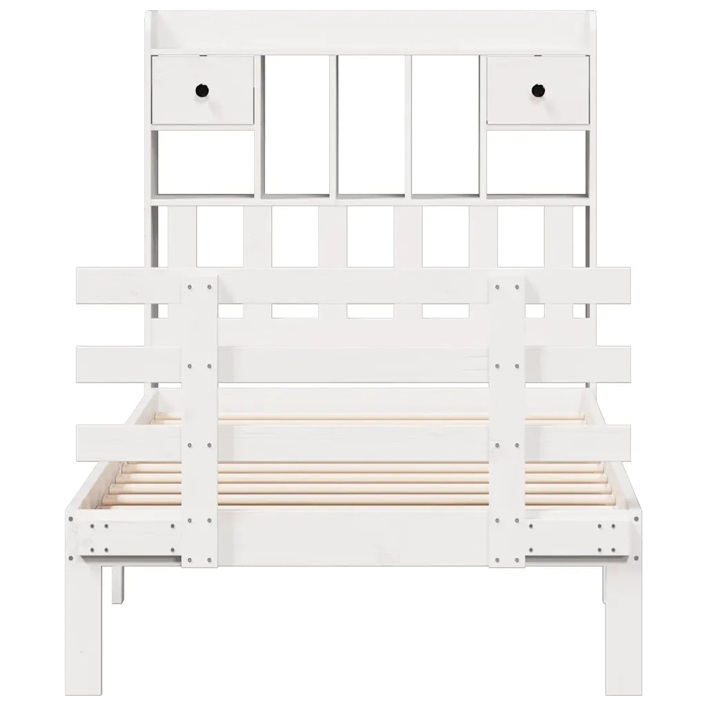 Letto Libreria senza Materasso Bianco 90x190 cm Massello Pino 3322783