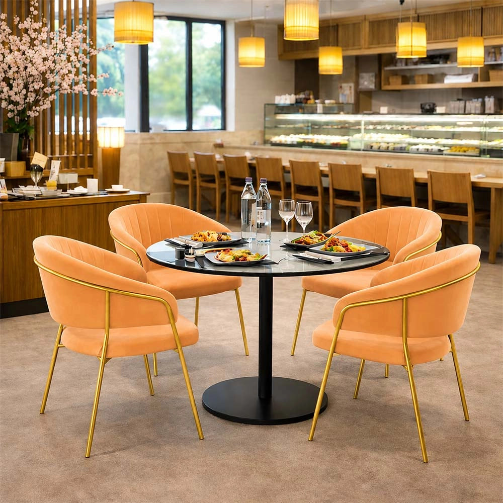 Sedie da sala da pranzo set da 2 Aurelia con schienale in velluto arancione