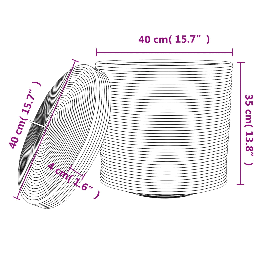 Cestino Portaoggetti Coperchio Marrone e Bianco ?40x35cm Cotone CFW5087645