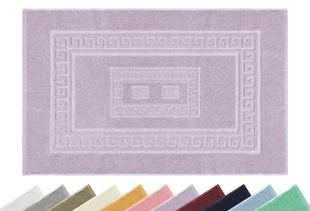 Tappeto Bagno Assorbente In Spugna Varie Misure Da Scendidoccia A Tappeto Grande Lavorazione Jacquard Tinta Unita Ricamo Cornice Lavabile Lavatrice Lilla - TappetoBagno60x90