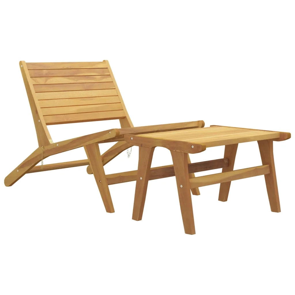 Sedia da Giardino | Sedie da Esterno con Poggiapiedi in Legno Massello di Teak