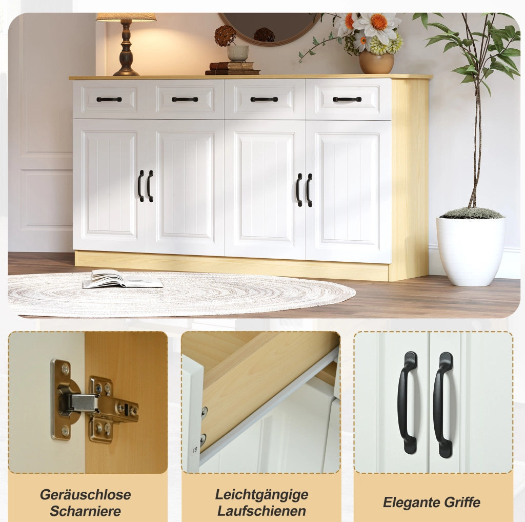 Credenza moderna in MDF 160 cm con 4 ante, 4 cassetti e ripiani regolabili