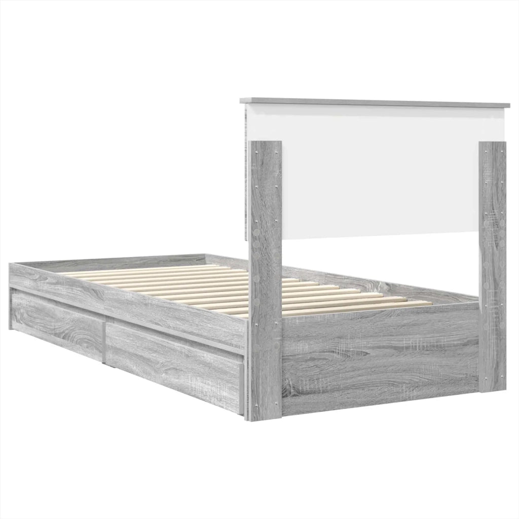 Letto con Contenitore con testiera Grigio Sonoma 100 x 200 cm 3408492