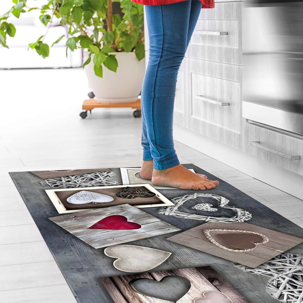 Tappeto passatoia fantasia made in Italy antiscivolo lavabile aderente Dis24 Cuori - 50x250cm