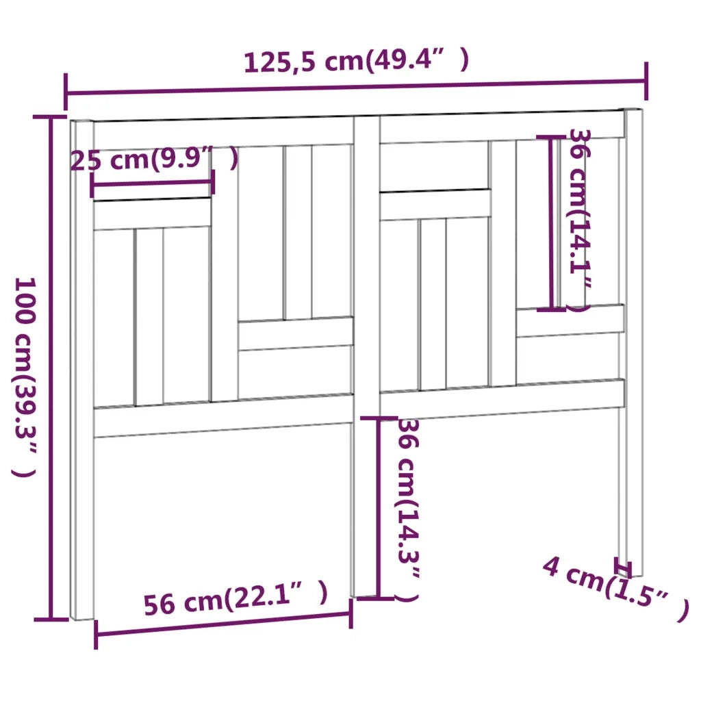 Testiera | Testata per Letto Grigia 125,5x4x100 cm Legno Massello di Pino