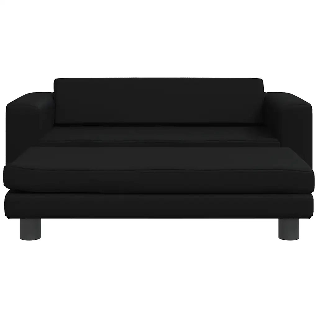 Divano per Bambini con Poggiapiedi-Sofa-Divanetto Nero 100x50x30 cm Similpelle