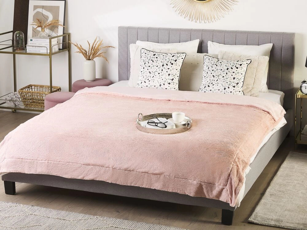 Copriletto coperta Rosa Peluche 180 x 200 cm soffice Camera da letto