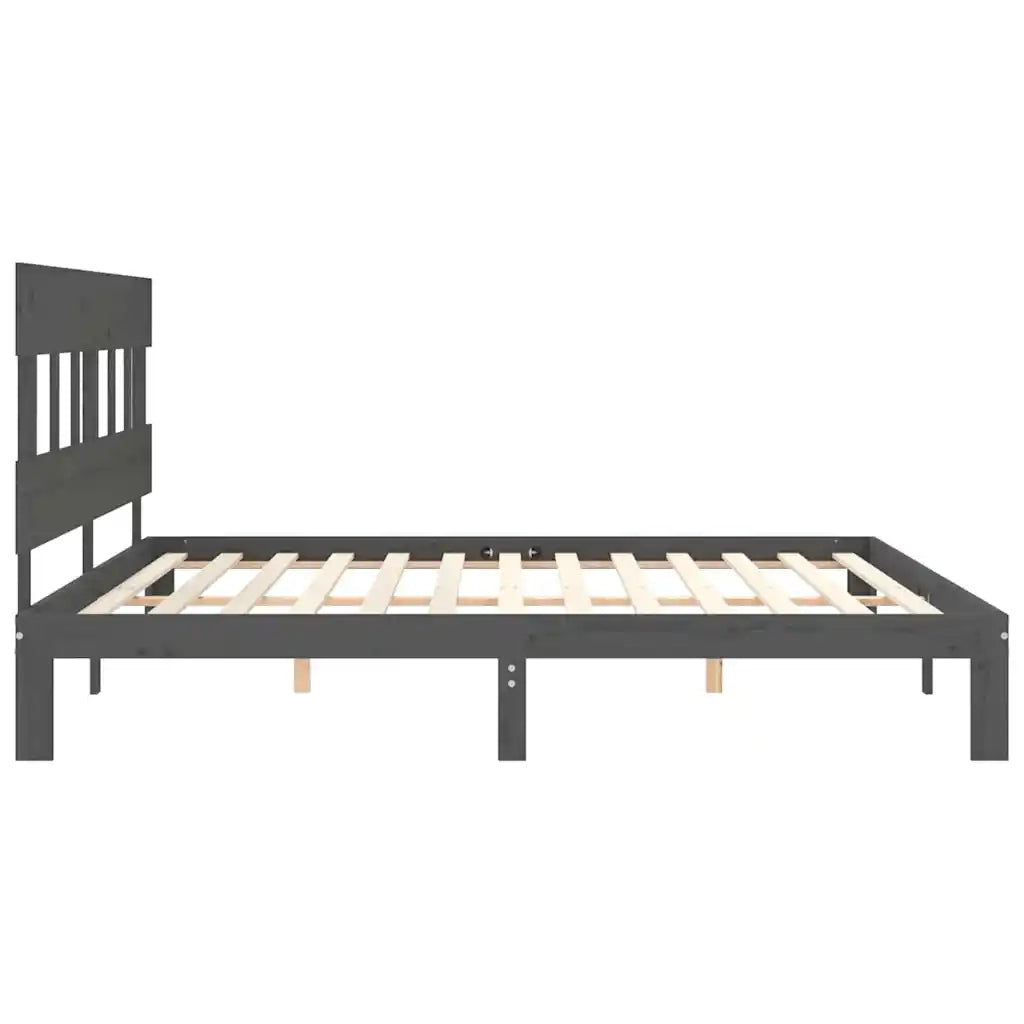 Giroletto con Testiera Grigio 200x200 cm in Legno Massello