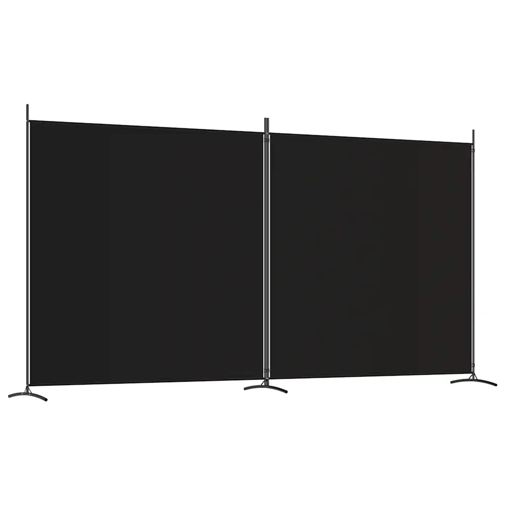 Divisorio Ambienti | Divider per stanze | Paravento a 2 Pannelli Nero 348x180 cm in Tessuto