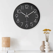 Orologio analogico a muro silenzioso senza tic, alta precisione, facile da leggere, orologio a muro in quarzo silenzioso, orologio a muro decorativo rotondo, adatto per ufficio, soggiorno, cucina, scuola, 20cm.