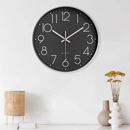 Orologio analogico a muro silenzioso senza tic, alta precisione, facile da leggere, orologio a muro in quarzo silenzioso, orologio a muro decorativo rotondo, adatto per ufficio, soggiorno, cucina, scuola, 20cm.
