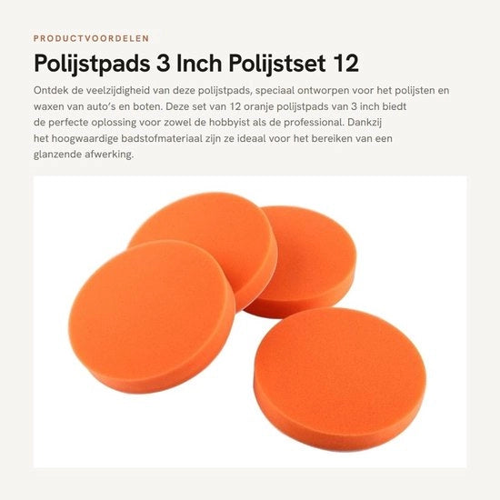 Set di spugne per pulire 3 pollici - Set di pulizia per auto e barca - 12 pezzi - Color arancione - Spugna per pulire con manico - Inclusa spugna per angoli