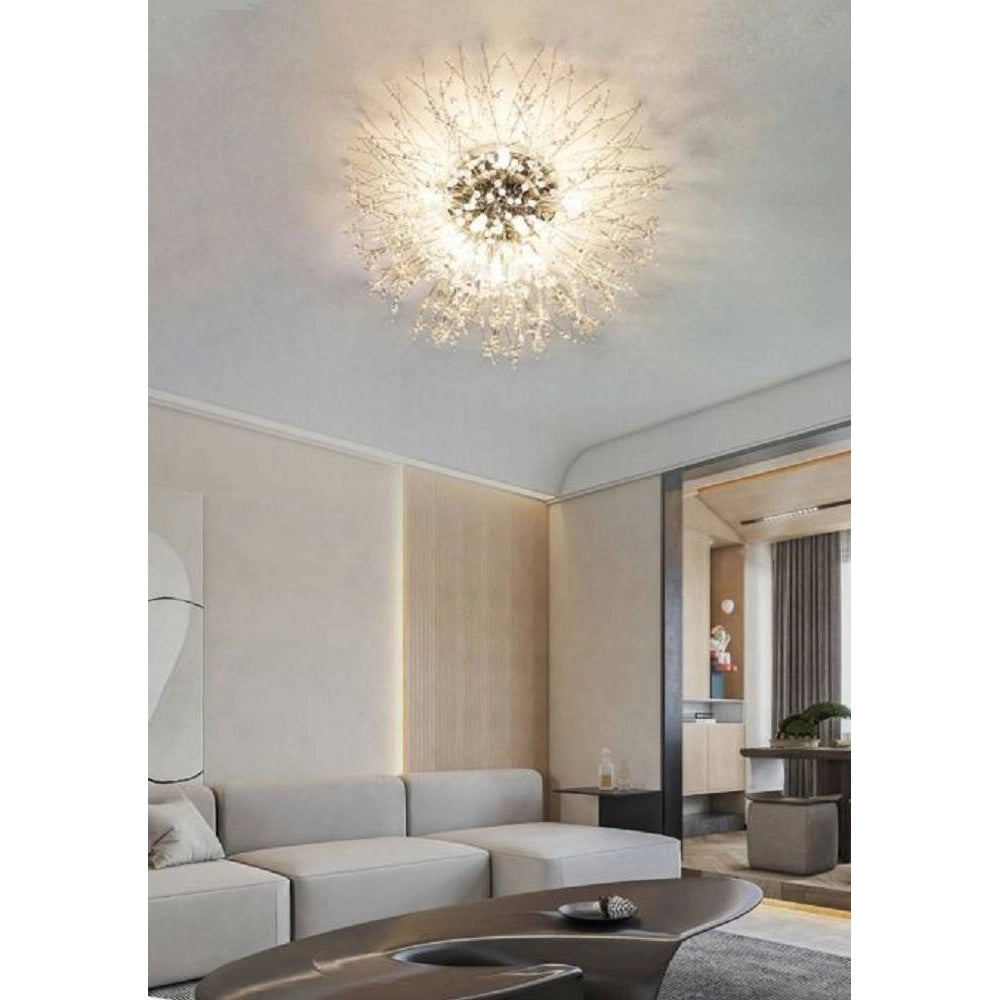 Trade Shop - Lampadario Soffitto Plafoniera Argento Moderna Cristalli Fuochi Artificio G9 Pn-13a -