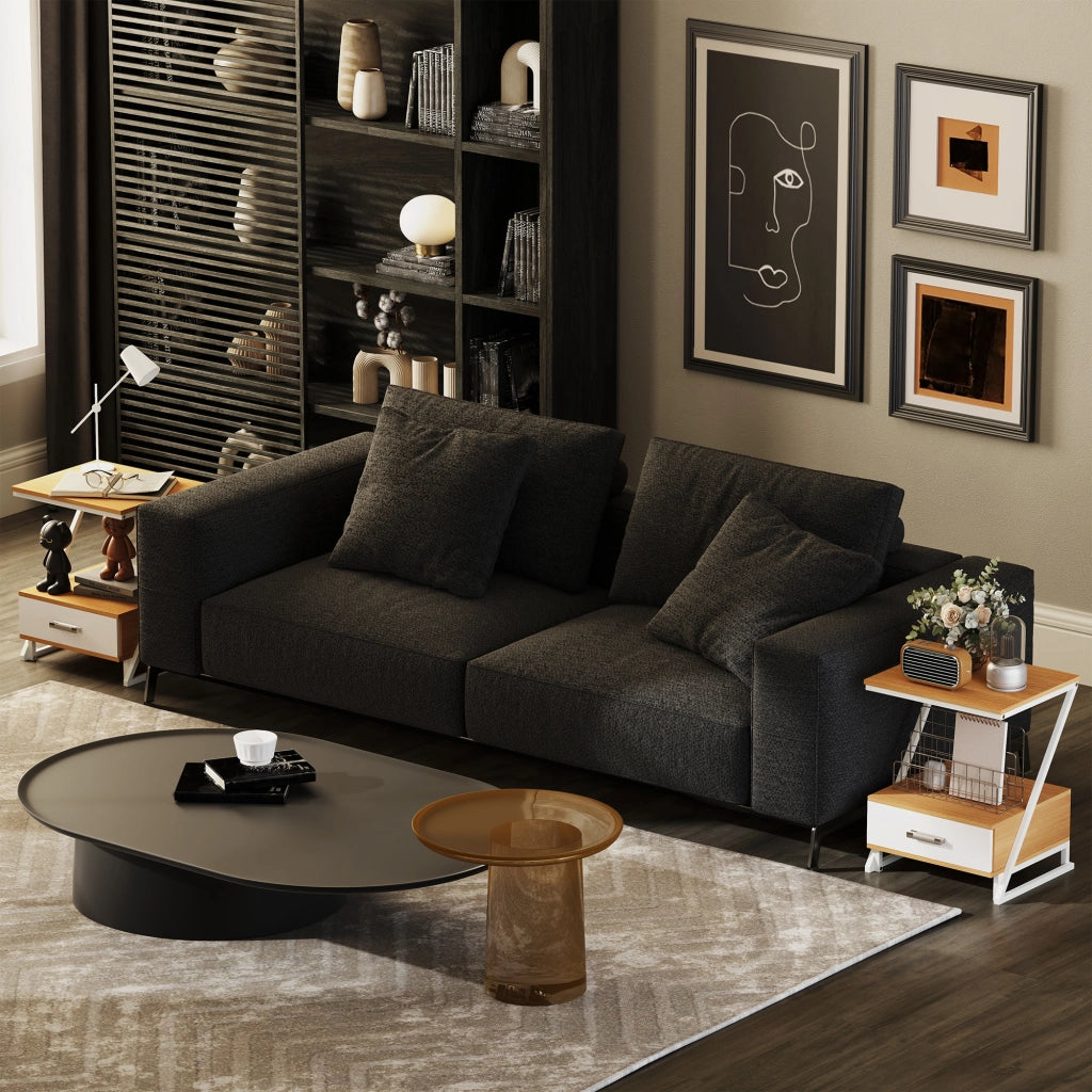 Tavolino da salotto con cassetto e ripiano ¨C zephmum ¨C naturale 40x35x50 cm