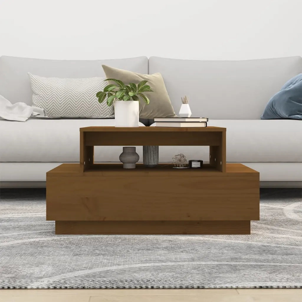 Tavolino da Salotto-Tavolino da soggiorno-Tavolo ambra 80x55x40,5 cm Legno Massello di Pino